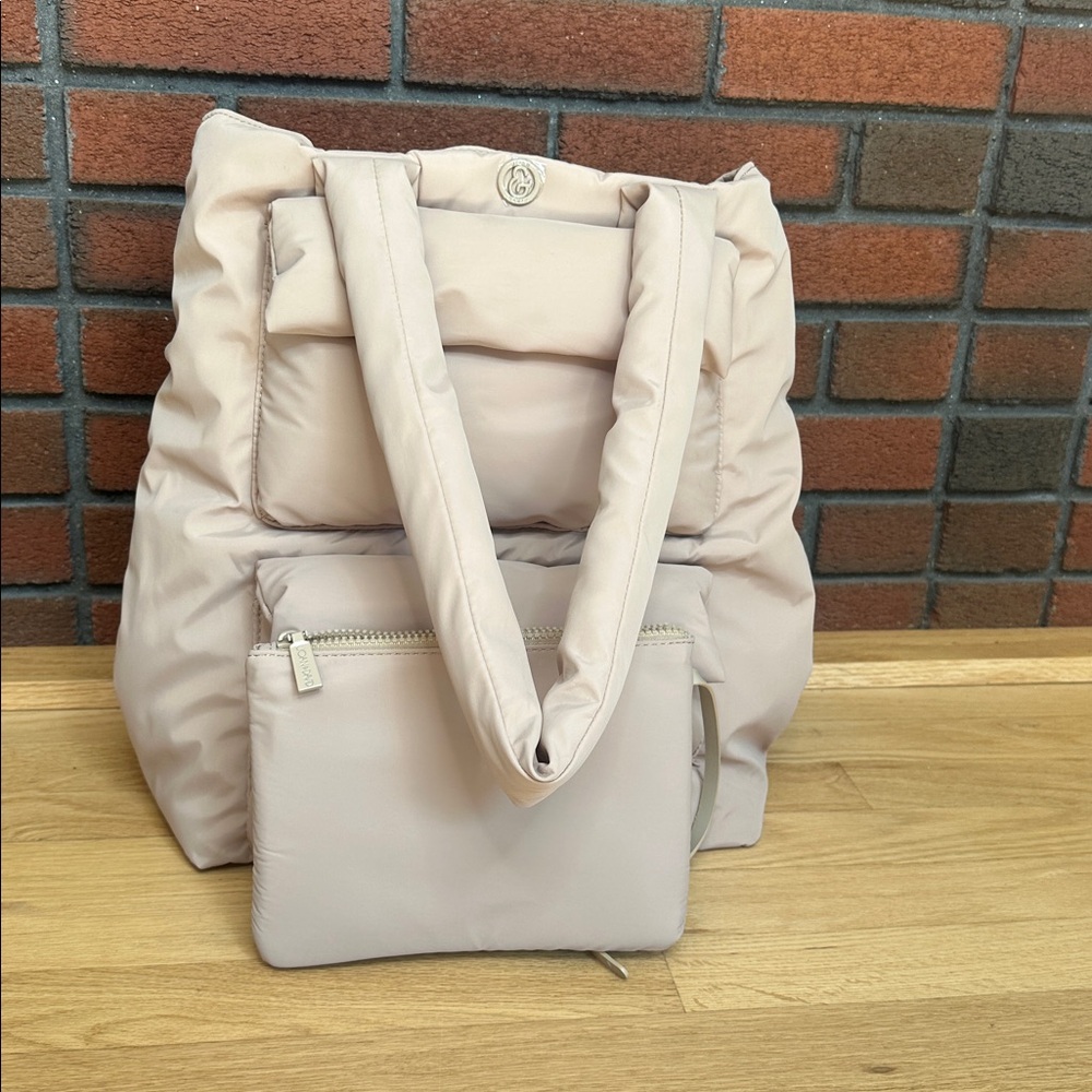 Joan & David Pale Blush Quilted Shoulder Bag with Removable Pouch